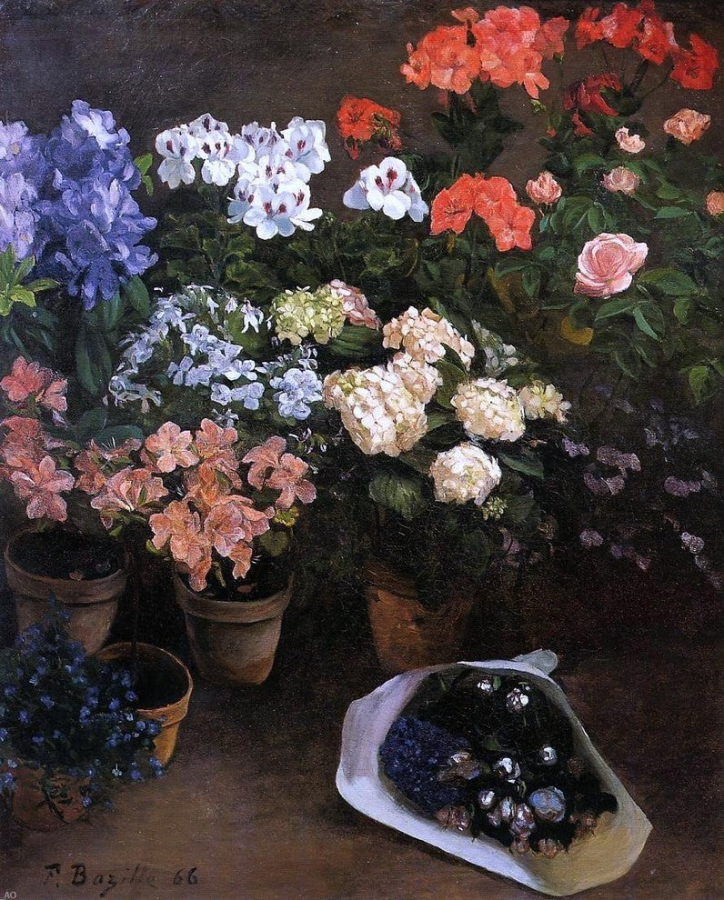 Jean Frederic Bazille Study of Flowers, Gallery Wrapped Canvas Print, 20"x25"