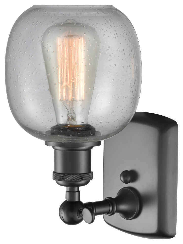 1-Light Belfast 6" Sconce, Matte Black, Glass: Seedy