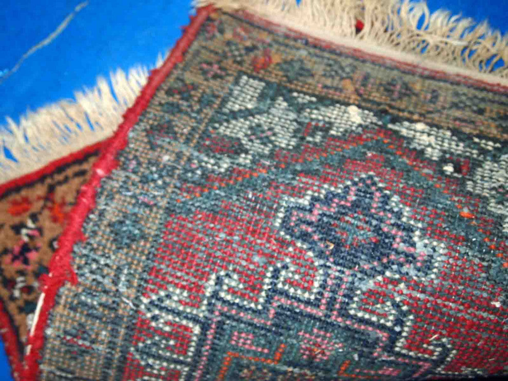 Handmade vintage Persian Hamadan rug 1.3' x 2' (39cm x 63cm) 1960s