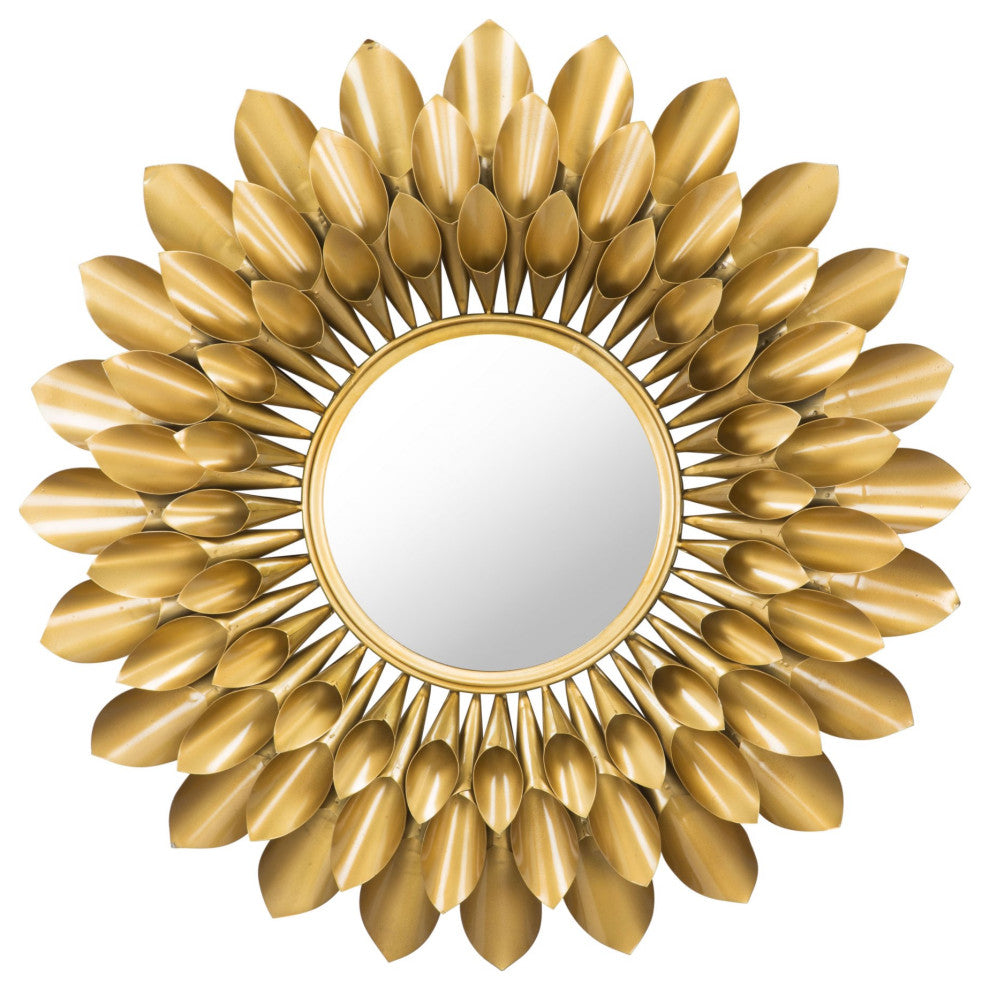 Frame Wall Mirror, Round, Aluminum, Metal, Gold, Bedroom Living