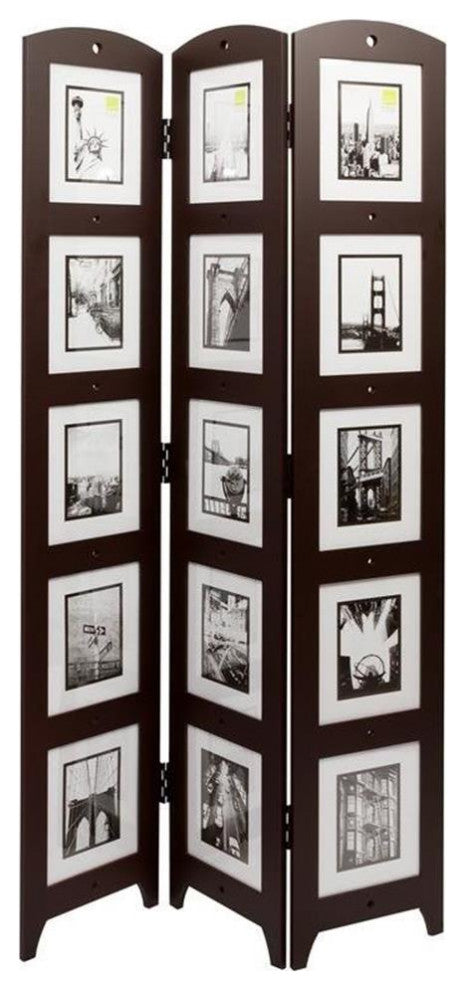 kieragrace KG Traditional  Photo 3-Panel Room Divider Espresso Engineered Wood