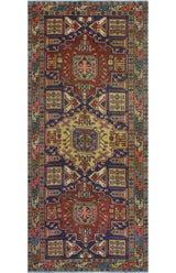 Fine Vintage Distressed Johanna Navy/Rust Runner, 4'5x10'0