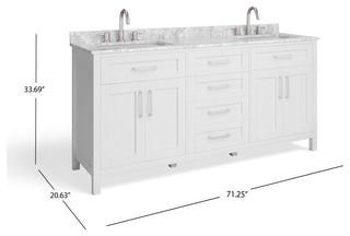 The Oswald Bathroom Vanity, Double Sink, 72', White, Freestanding