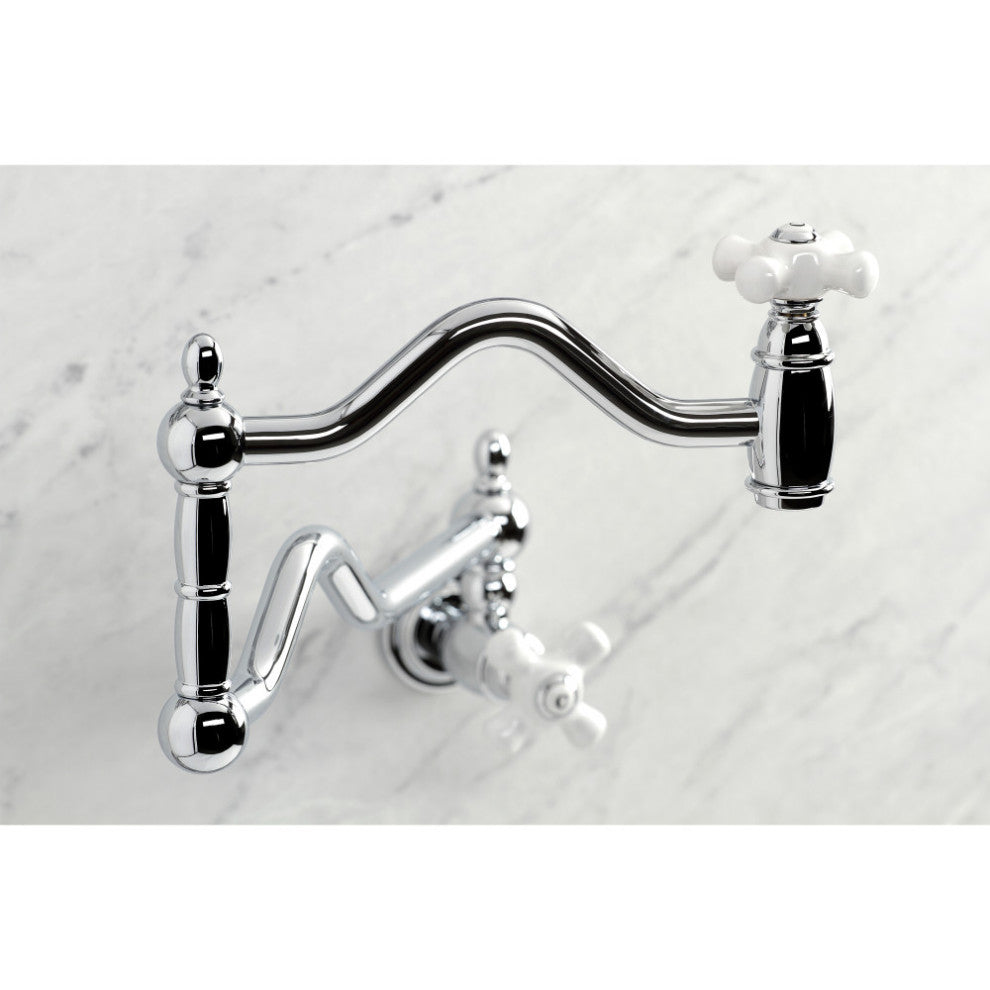 Kingston Brass KS2101PX Heritage Wall Mount Pot Filler, Polished Chrome