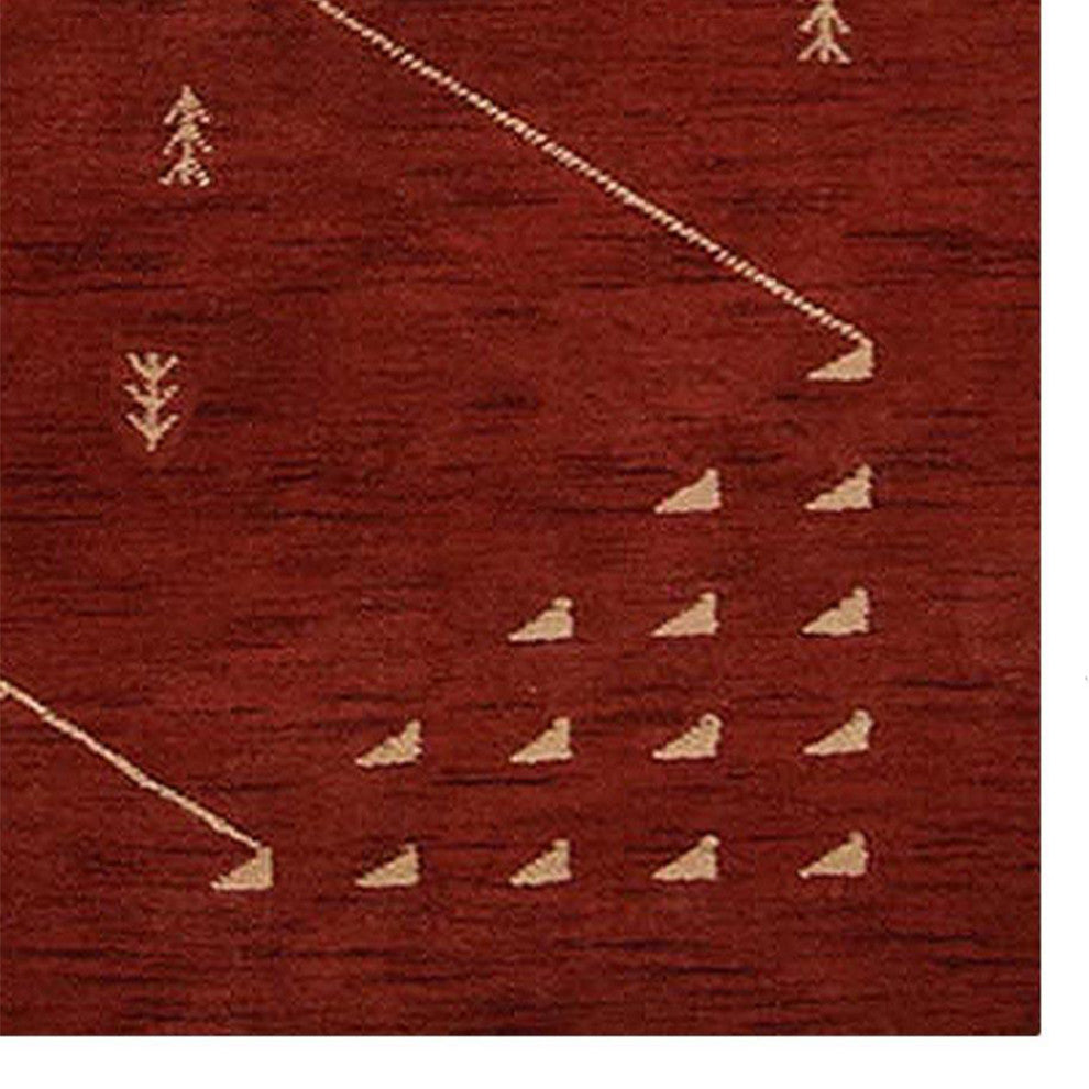 HAND KNOTTED LOOM WOOL ECO-FRIENDLY AREA RUGS - Rectangle, Red, Geometric