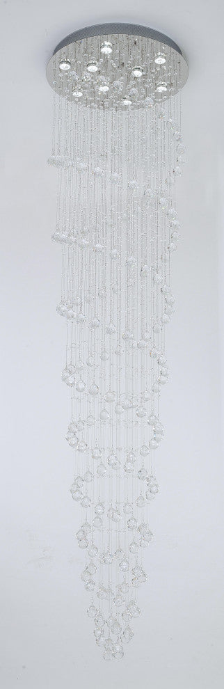 Clear Crystal Flushmount Chrome Frame Spiral Light Fixture