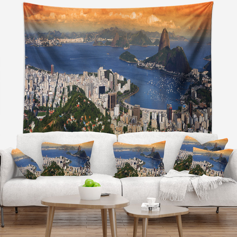 Rio Landscape Panorama Landscape Wall Tapestry, 39"x32"