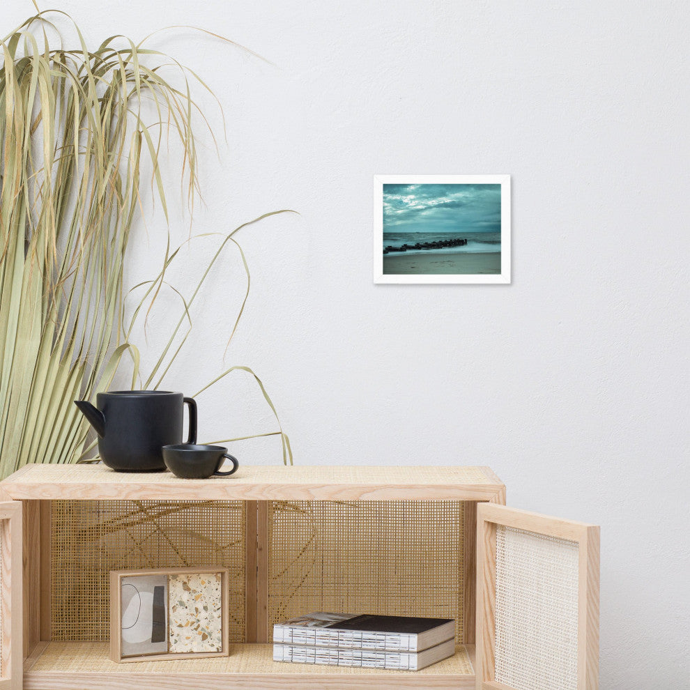 Blue Morning at Rehoboth Coastal Landscape Framed Photo Paper Wall Art Prints, White, 8" X 10"