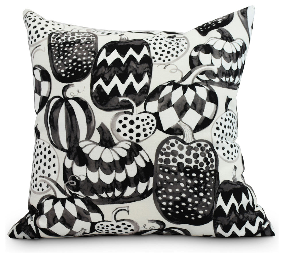 Pumpkins Galore Halloween Print Decorative Throw Pillow, Cream, 16"