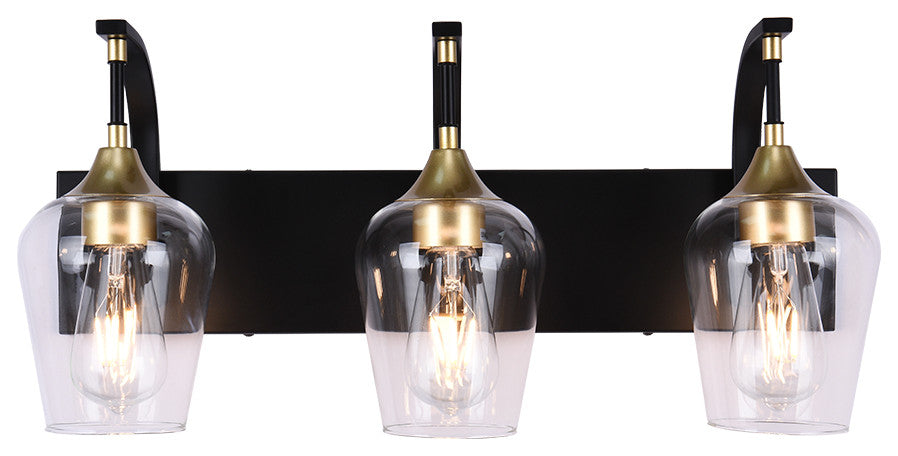Mid-Century Modern 3-Light Glass Shaded Vanity Light