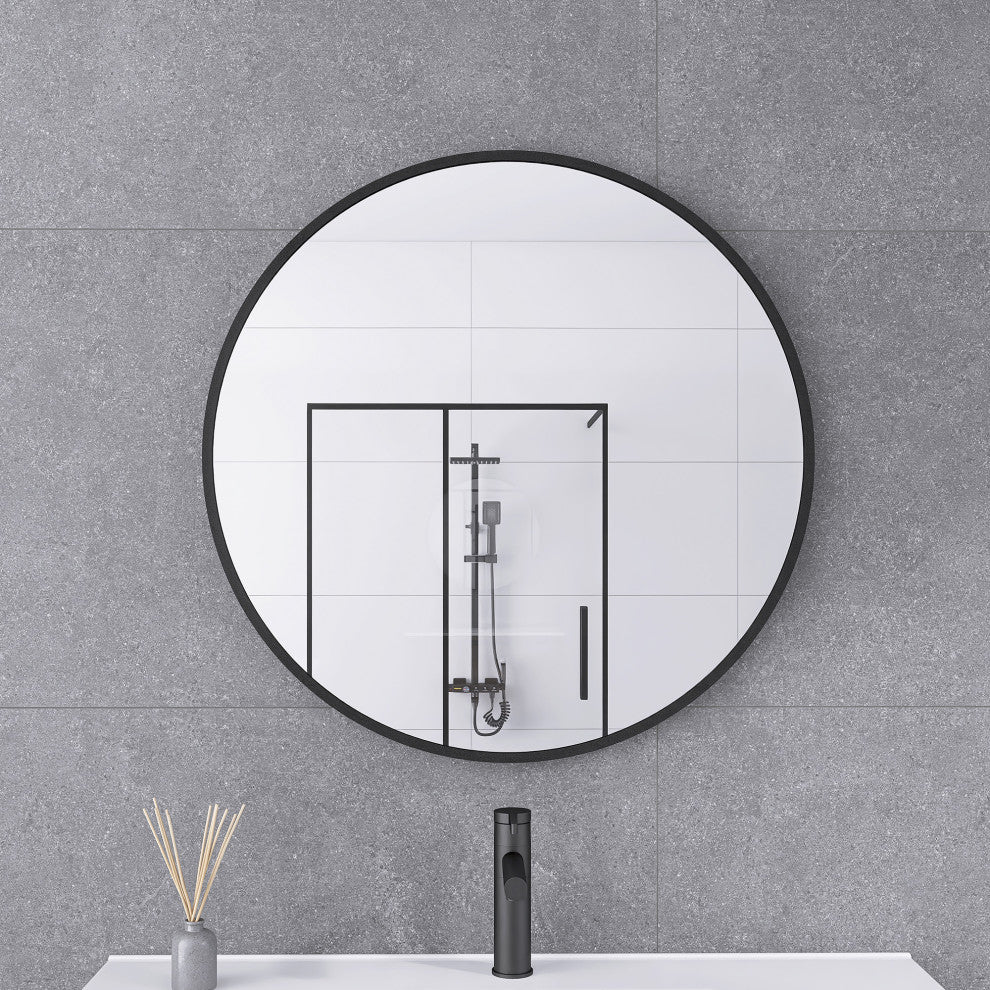 Round Framed Wall Mounted Bathroom Vanity Mirror, 30''