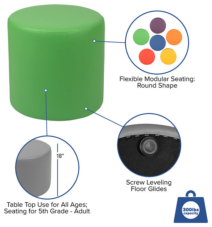 Soft Seating Collaborative Circle, 18" Seat Height , Green Color