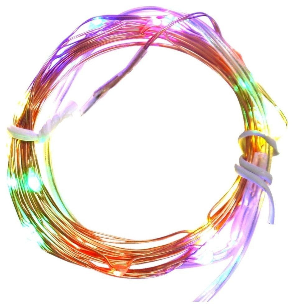 Battery Operated LED Fairy Christmas Lights, Copper Wire, Multi-Colored
