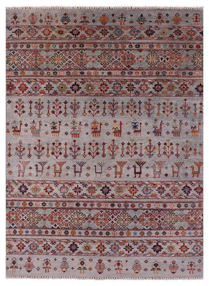 5' 0" X 6' 9" Tribal Persian Gabbeh Handmade Wool Rug Q11130