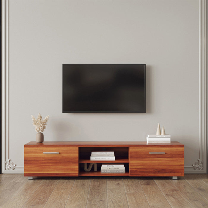Walnut farmhouse tv stand 2 Storage Cabinet Media Console with open shelves