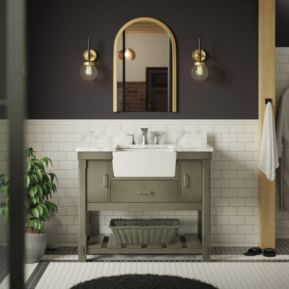 Charlotte 42" Bathroom Vanity, Weathered Gray, Carrara Marble