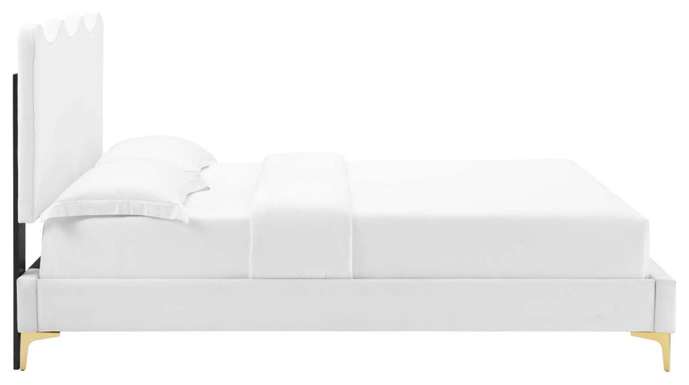 Current Performance Velvet Twin Platform Bed, White