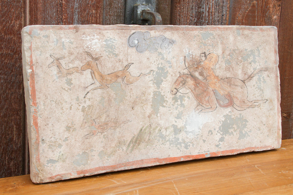 Hand-painted Hunting Scene Liao Dynasty Style Mural Tile