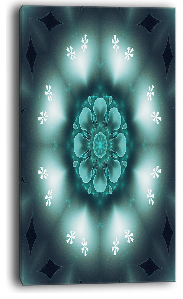 "Green Fractal Flower Mandala Shape" Floral Wall Art Canvas, 20"x40"