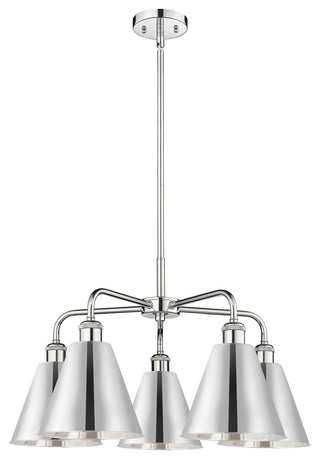Ballston Cone 5-Light 26" Stem Chandelier, Polished Chrome
