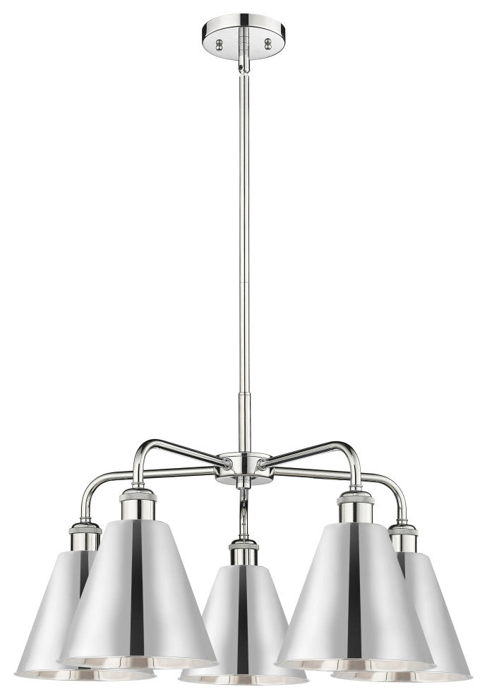 Ballston Cone 5-Light 26" Stem Chandelier, Polished Chrome