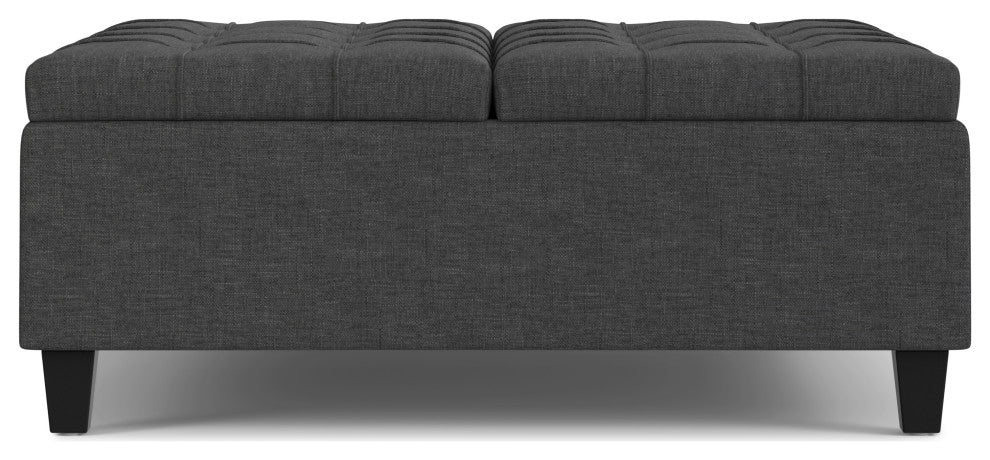 Harrison Large Square Coffee Table Storage Ottoman, Slate Grey