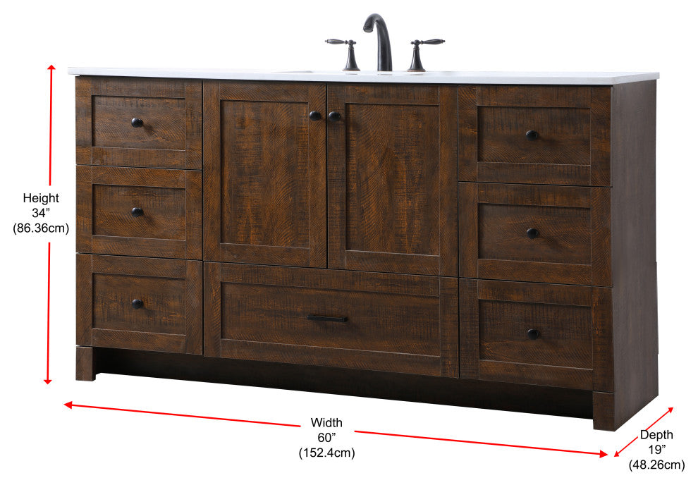 Home Living 60" SIngle Bathroom Vanity, Expresso