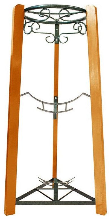 Goldwell Designs 35" 3-Step Metal & Wood Stand, Green Metal