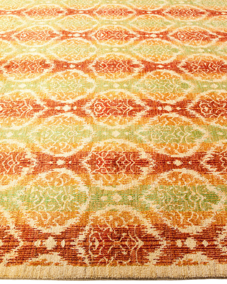 Suzani, One-of-a-Kind Hand-Knotted Area Rug Yellow, 6'2"x8'6"