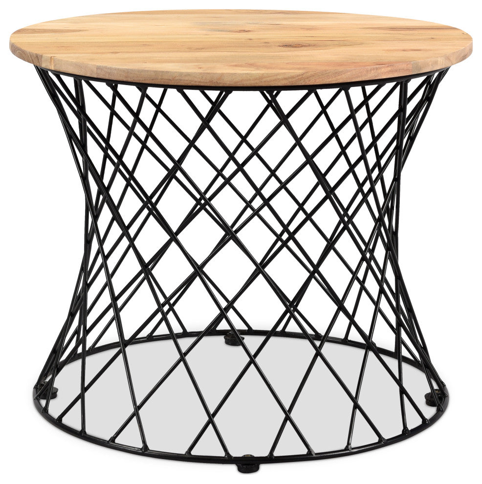 Roost End table in Solid Wood and Iron