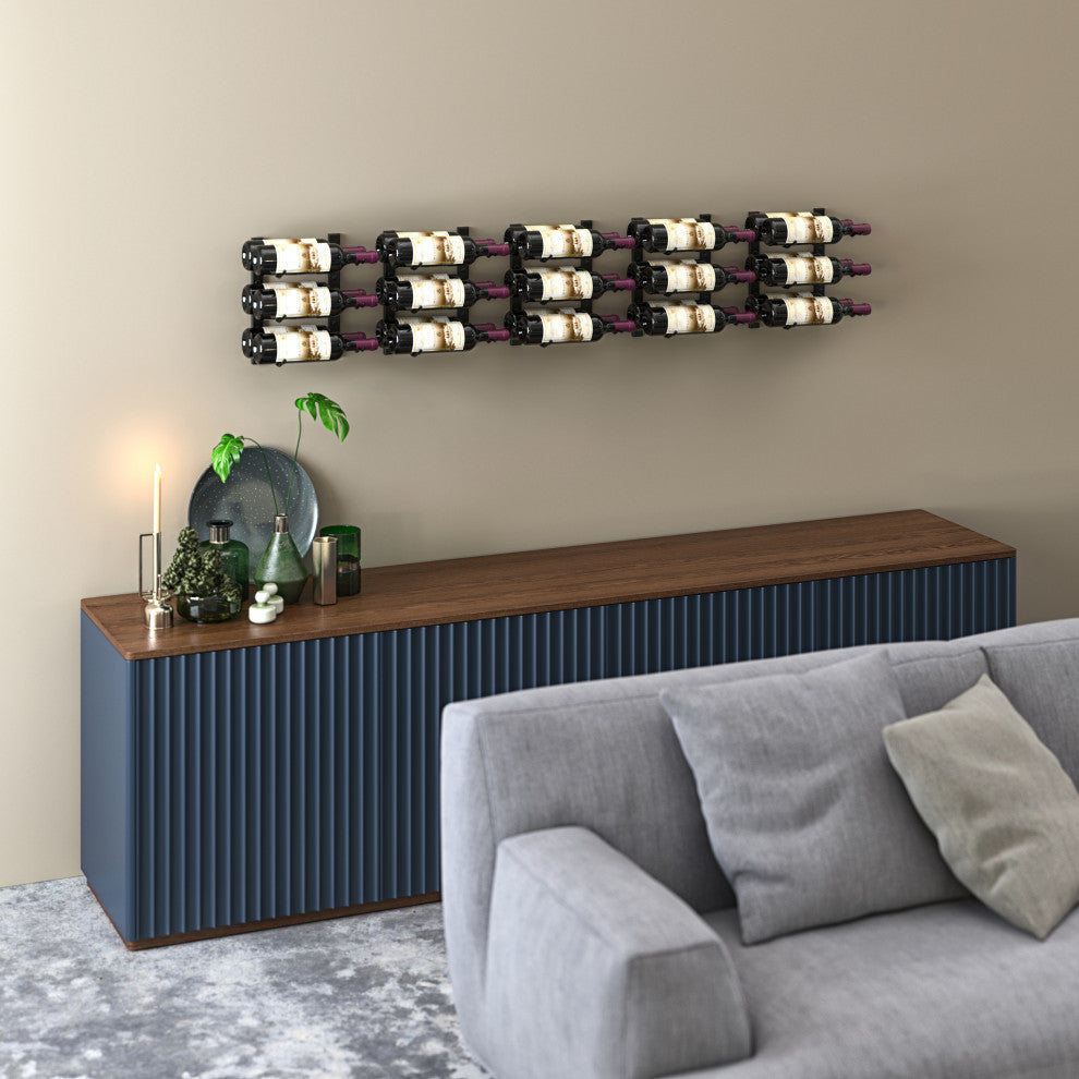 W Series Wine Rack 1 Wall Mounted Metal Wine Rack, Chrome, 6 Bottles (Double Deep)