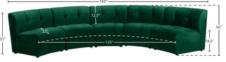 Limitless Velvet Upholstered 5-Piece Modular Sectional, Green