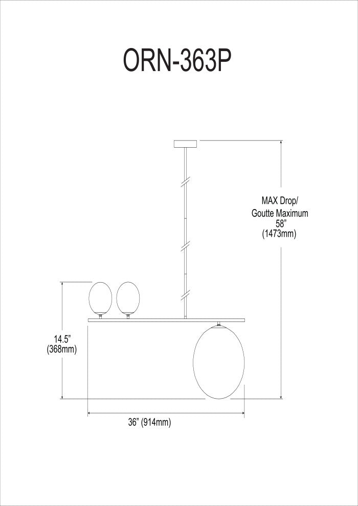 3-Light Incandescent Pendant, Gold Finish