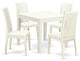 5-Piece Dinette Table Set - Table And 4 Wood Seat Dining Chairs In Linen White