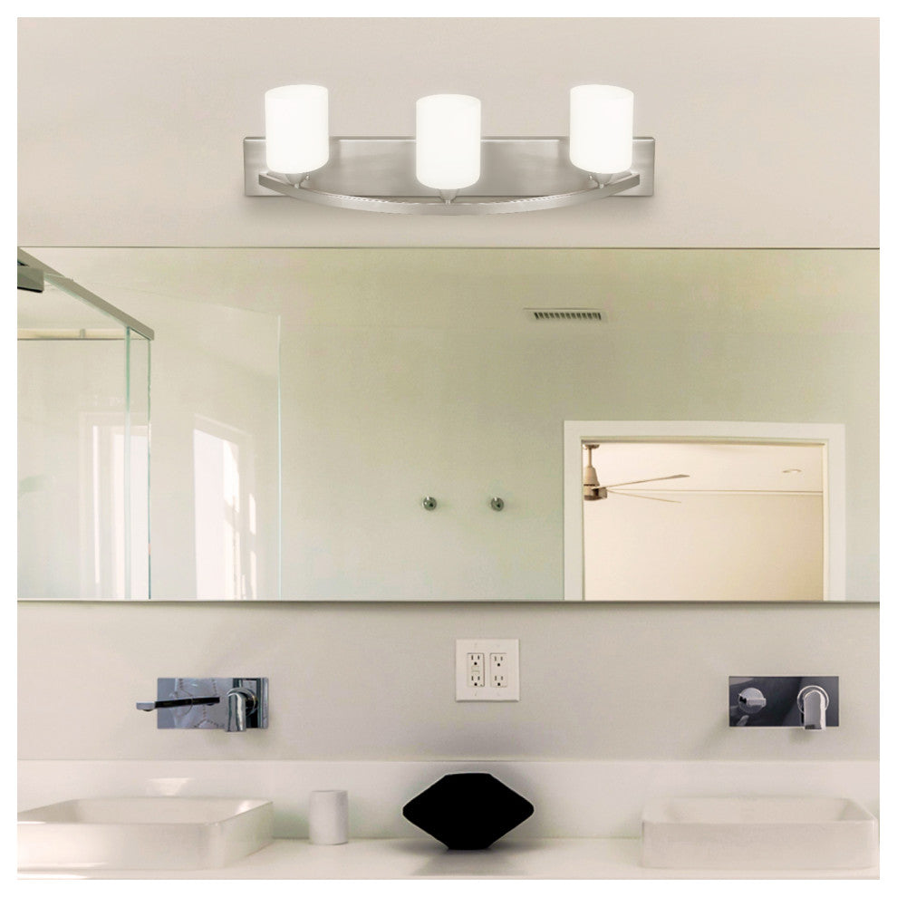 Nuk3y Modern Bathroom Vanity Light Fixture, Satin Nickel, 3 Lights