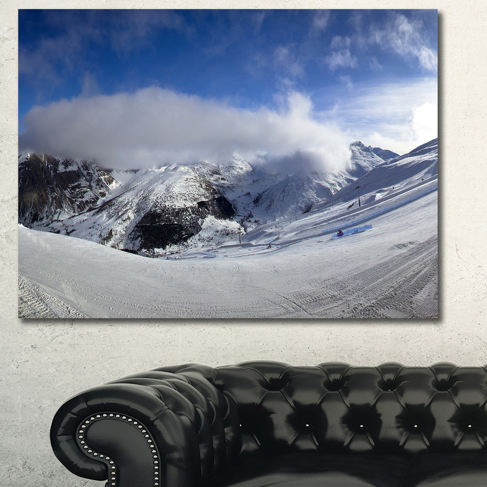 Winter in Alps Panorama, Landscape Canvas Art Print, 40"x30"