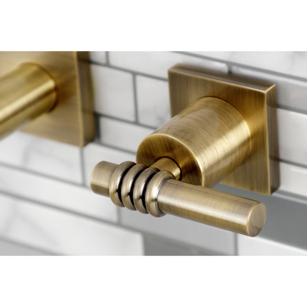 KS6023ML Wall Mount Tub Faucet, Antique Brass
