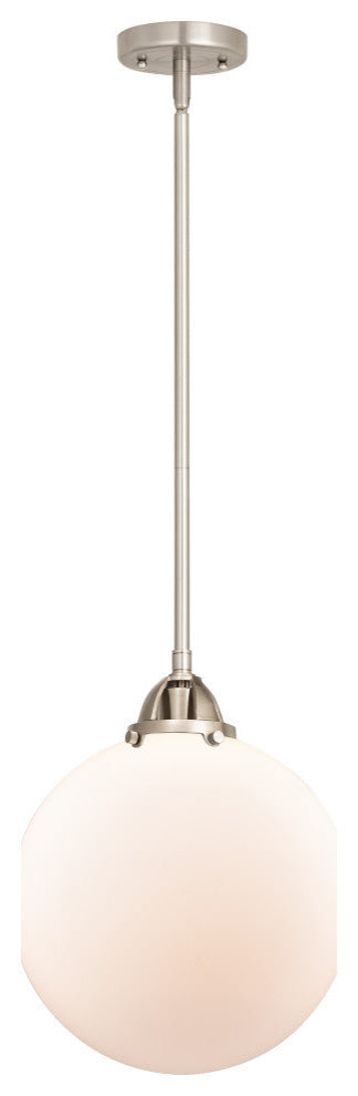 Beacon Mini Pendant, Brushed Satin Nickel, Matte White, Matte White