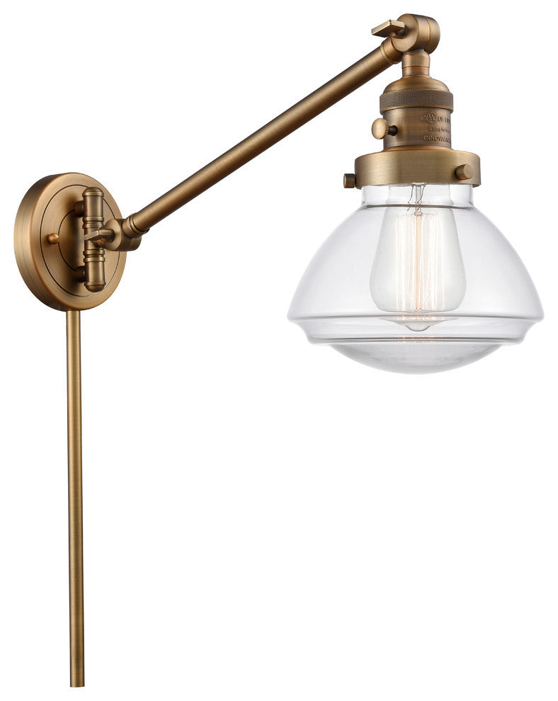 Olean 1-Light Swing Arm, Brushed Brass, Clear