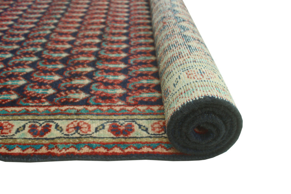 Fine Vintage Distressed Celio Navy/Beige Runner, 3'6x9'10