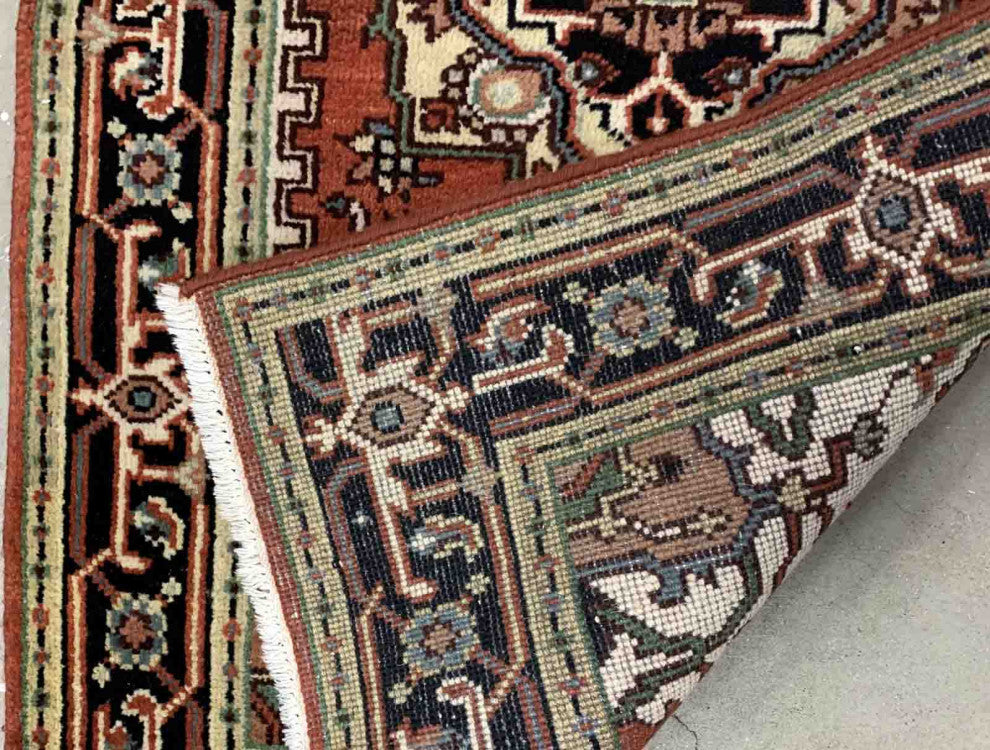 Handmade Vintage Persian Heriz Rug, 3.1'x5.2', 94cmx158cm 1970s