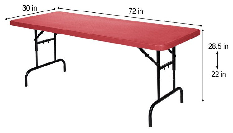Large Folding Table, Y-Shaped Black Metal Legs & Spacious Rectangular Top, Red