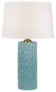 Ceramic 18" 1-Light Table Lamp-Light Blue White Fabric Shade