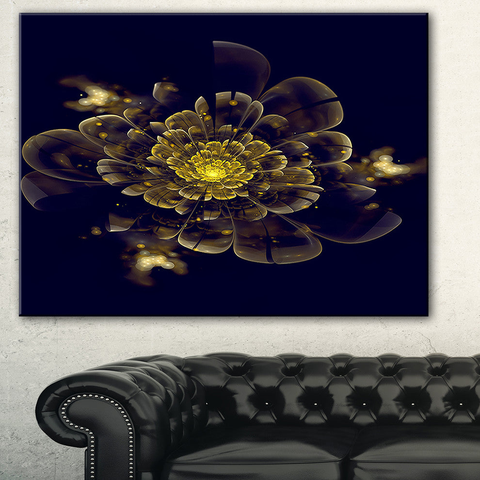 "Golden Metallic Fractal Flower" Digital Canvas Print, 40"x20"