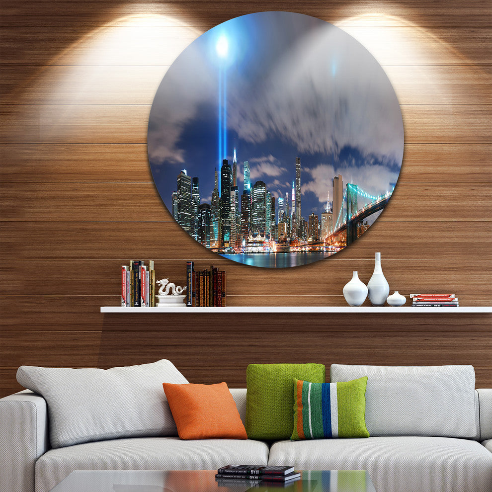 Manhattan Panorama, Cityscape Photo Round Wall Art, 11"