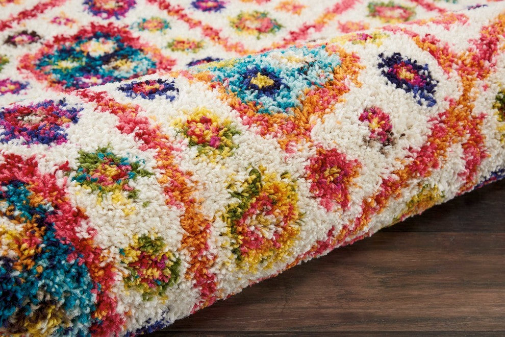 Nourison Moroccan Casbah Ivory/Pink Area Rug, 2'3"x8'