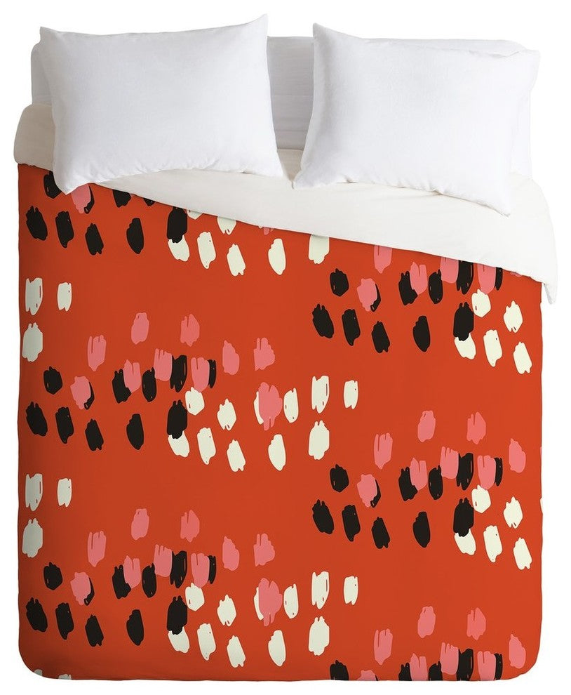 Morgan Kendall Red Scribbles Duvet Cover, King