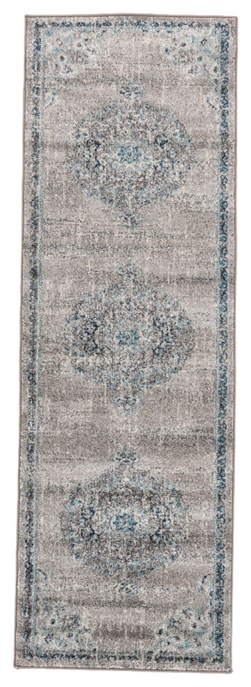 Montana Nieves Runner, Blue, 2'7" x 8', Medallion