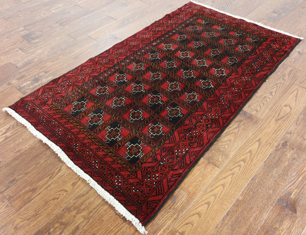 3'x6 Handmade Persian Baluch Wool Area Rug, W2352