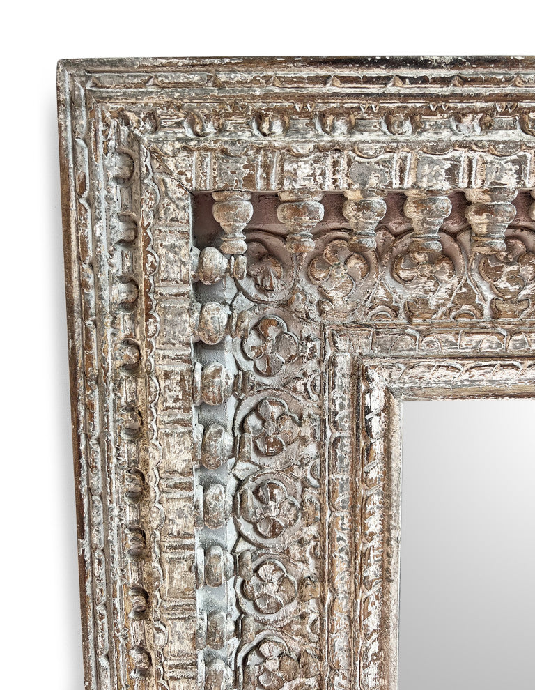 Gray Wash Moulding Spindle Mirror